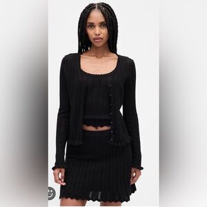 Gap Cashsoft Pointelle Ruffled Sleeve Cardigan Sweater NWT XXLT Transitional